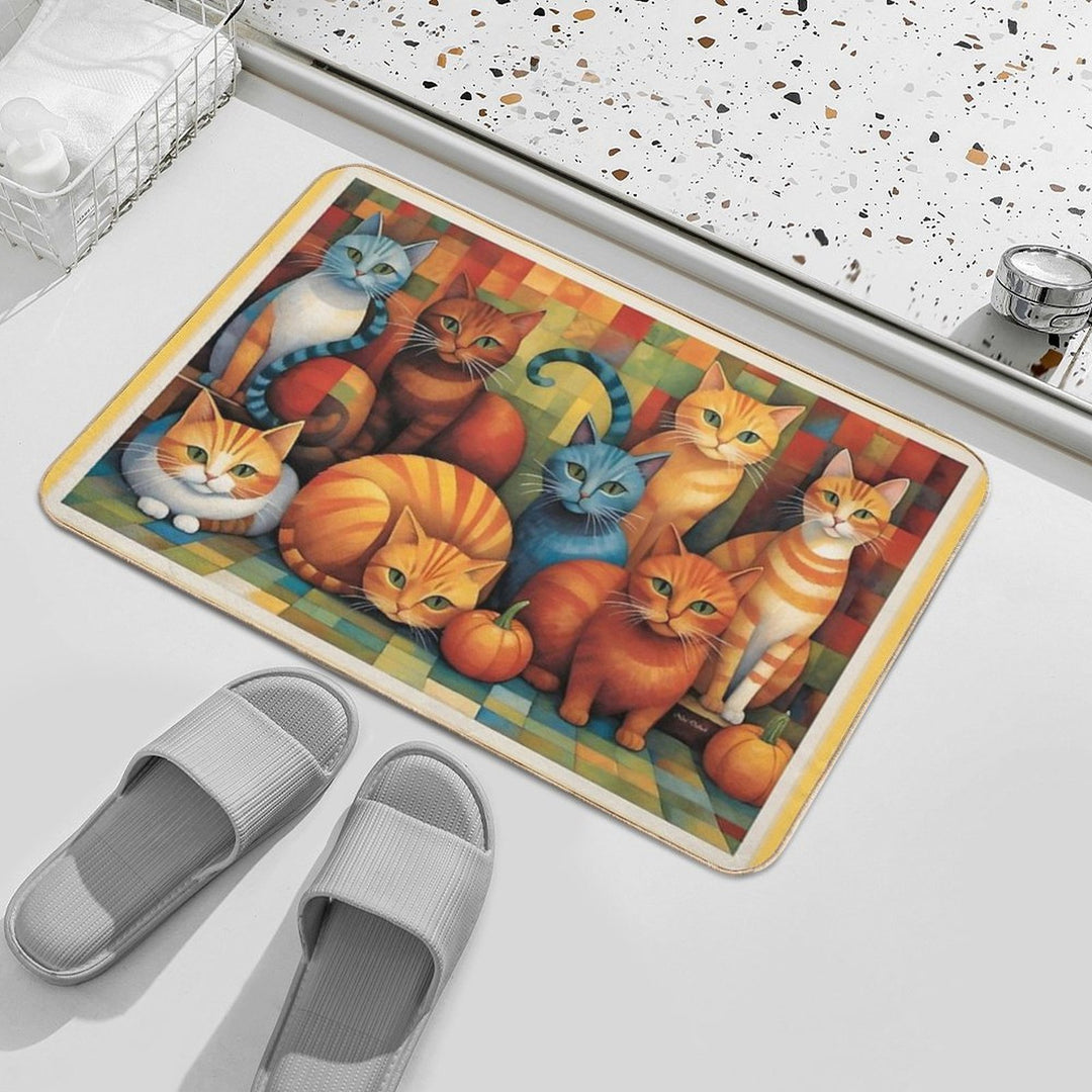 Arranged Cats  Slip-Resistant Bath Mat