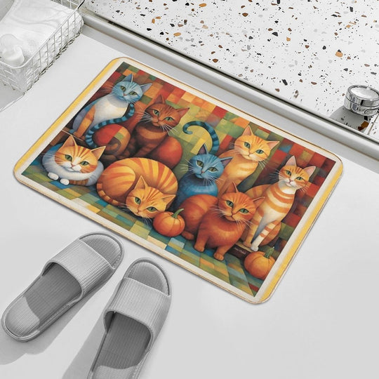 Arranged Cats  Slip-Resistant Bath Mat