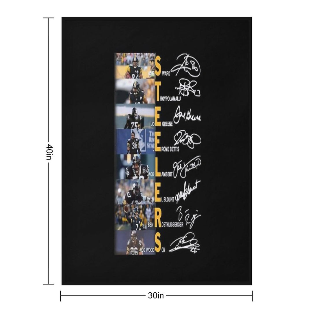 Hines Ward Troy Polamalu Joe Greene Signatures Easy Care Throw Blanket