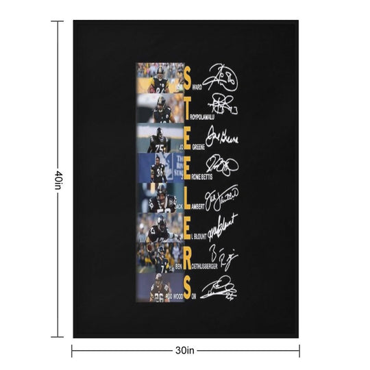 Hines Ward Troy Polamalu Joe Greene Signatures Easy Care Throw Blanket