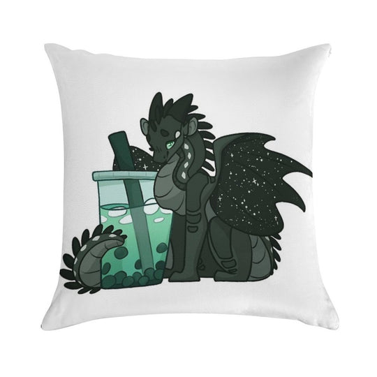 Moon with Boba Soft Hidden Zipper Throw Pillow