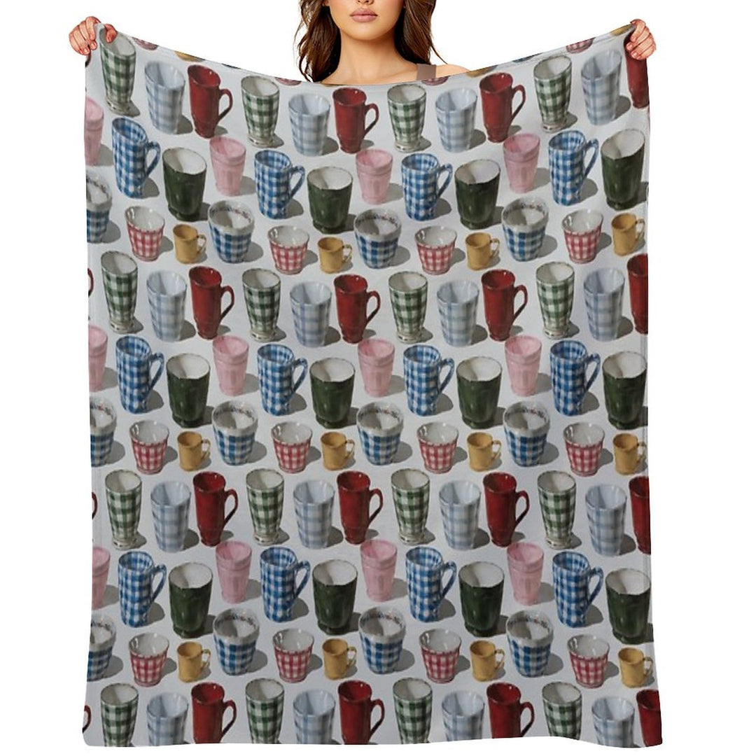 Realistic Still Life Mugs Pattern Versatility Throw Blanket