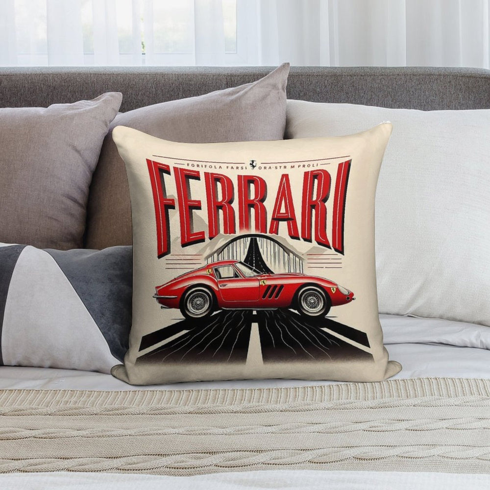 Vintage Ferrari Design Soft Easy Maintenance Throw Pillow