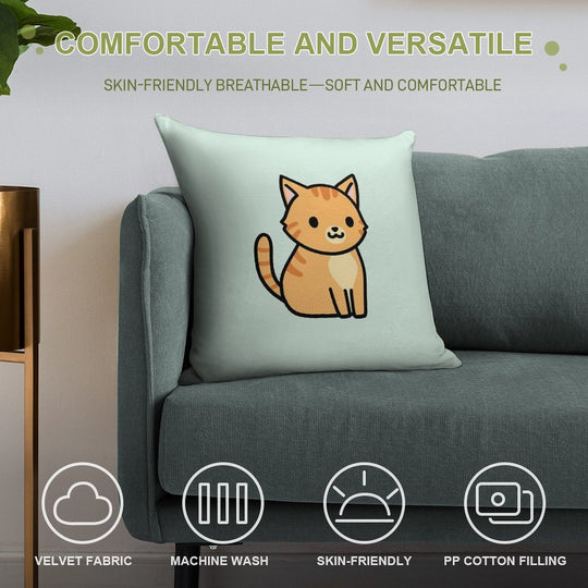 Orange Tabby Cat Soft Decorative Cover Throw Pillow