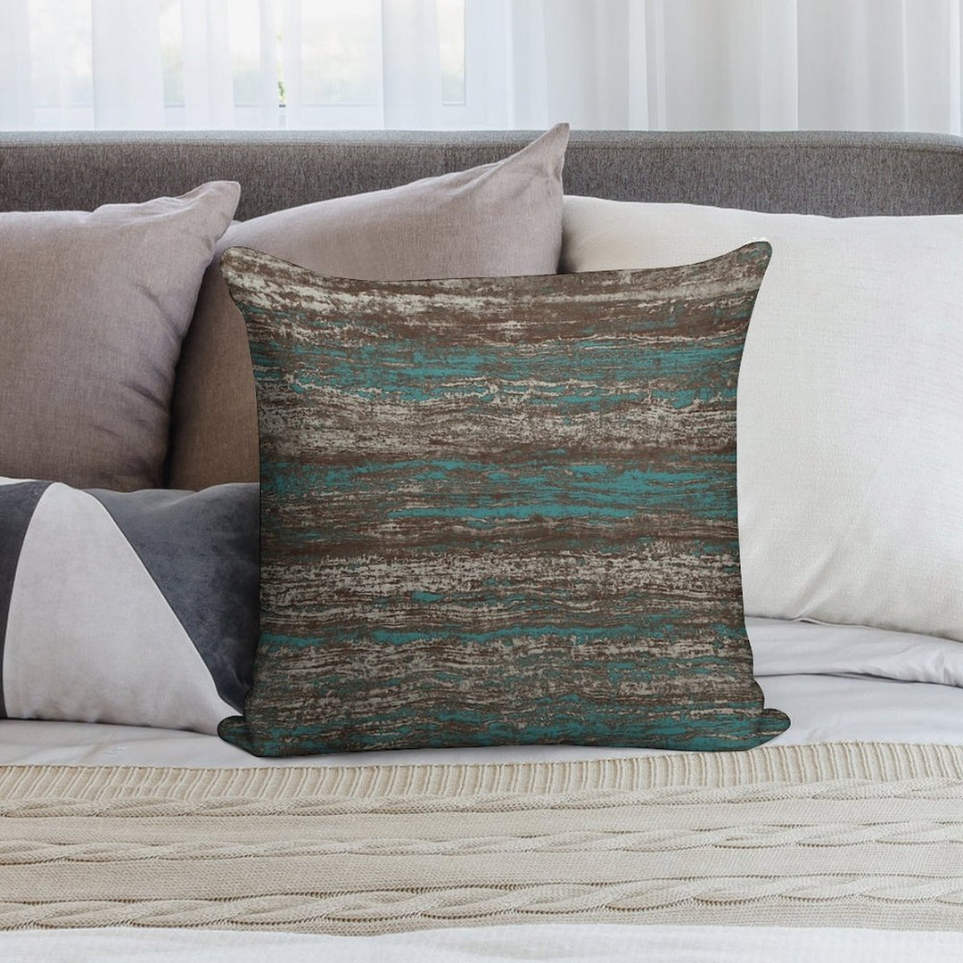 Teal Blue Dark Chocolate Grey Brown Melange Soft Washable Throw Pillow