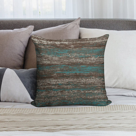 Teal Blue Dark Chocolate Grey Brown Melange Soft Washable Throw Pillow