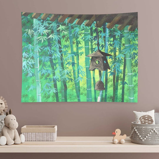 Summer Meditation Zen Japanese Garden Wind Chimes Bamboo Tapestry