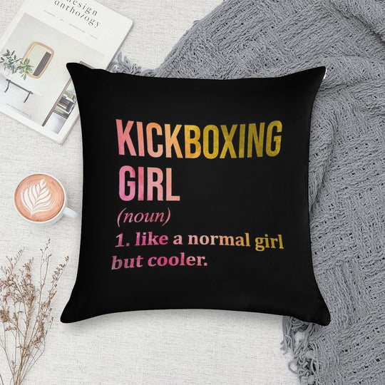 Kickboxing Girl Definition in Watercolor Soft Gift Ready Throw Pillow