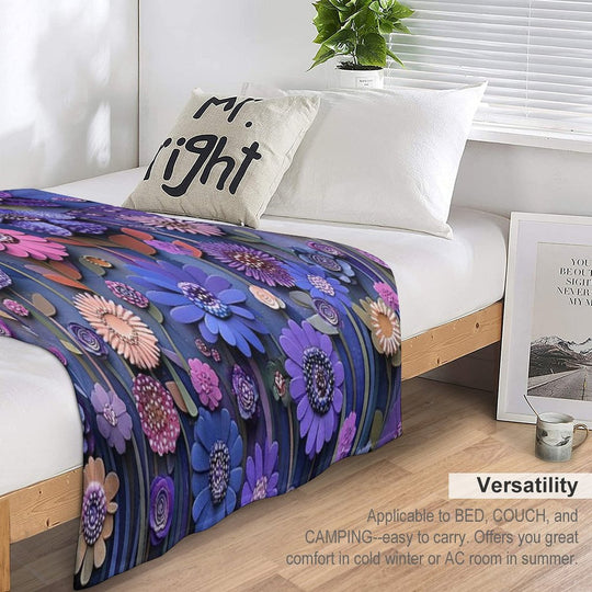 Purple Floral Majesty, Wildflowers in Purple Multi-functional Throw Blanket
