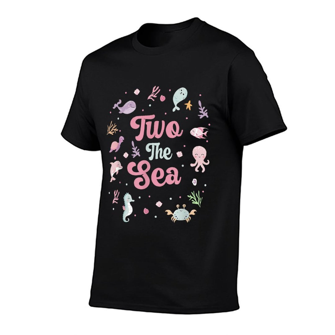 Two The Sea 2nd Birthday Ocean Theme Party 2 Years Old  Trendy Pattern T-Shirt