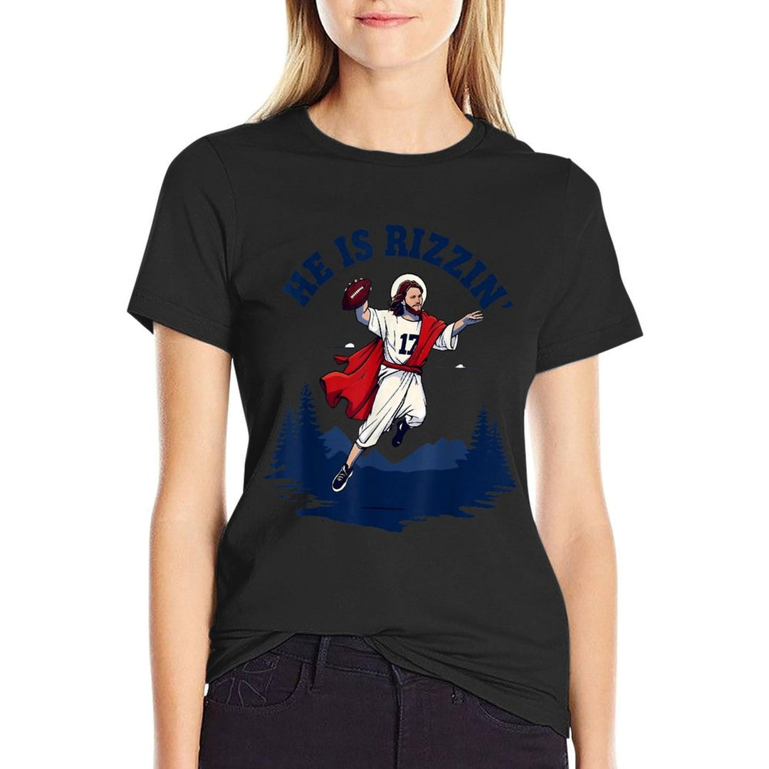 He Is Rizzin Jesus Playing Football Game Day Sports Rizz Comfortable T-Shirt