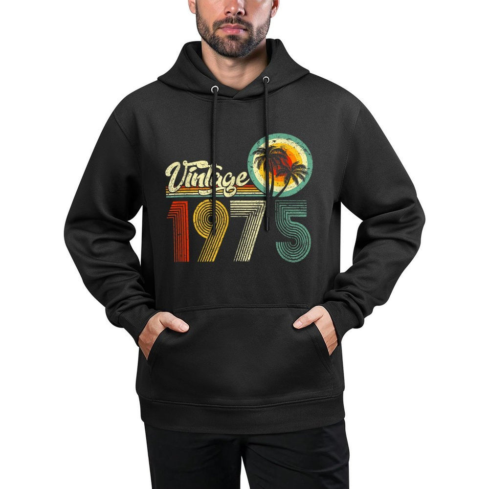 50 Years Old Gifts Vintage Born In 1975 Retro 50th Birthday Colorfast Hoodie