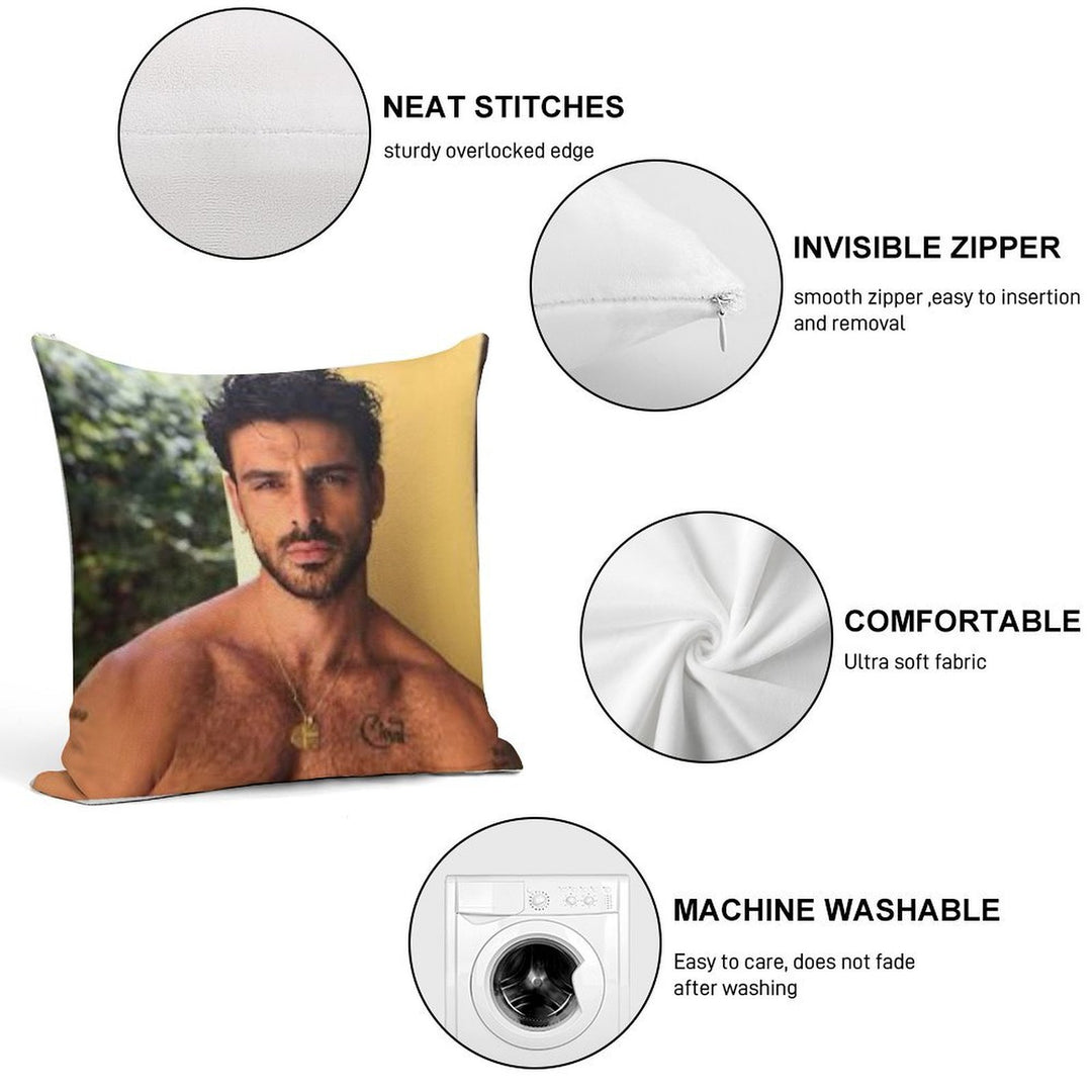 Michele Morrone Xox Soft Hidden Zipper Throw Pillow