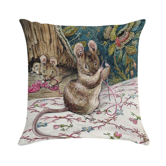 The Mice Go to Work - The Tailor of Gloucester - Beatrix Potter Soft Gift Ready Throw Pillow