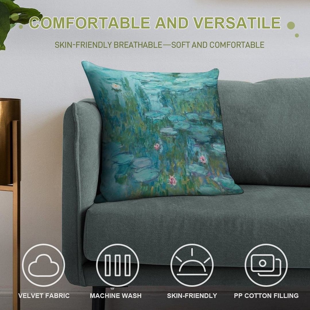 Water Lilies by Monet, 1915 Soft Reinforced Edging Throw Pillow