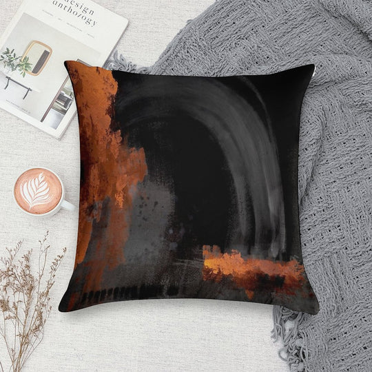 Black Orange Abstract Soft Skin-Friendly Throw Pillow