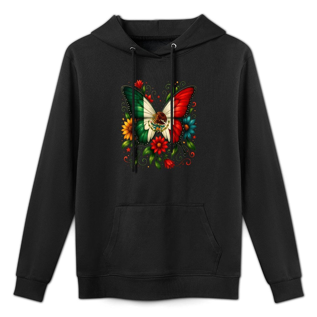 Mexico Butterfly Flowers Mexican Independence Day Kids Machine Washable Hoodie