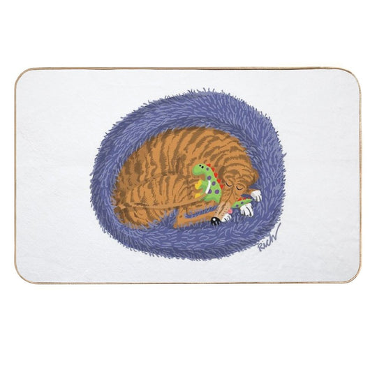 Snoozin' with A Dinosaur  Easy Maintenance Bath Mat