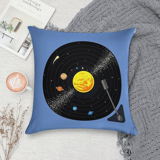 Solar System Vinyl Record Soft Anti-Pilling Throw Pillow