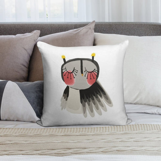 Rosy Cheeks Owl Soft Multiple Sizes Throw Pillow
