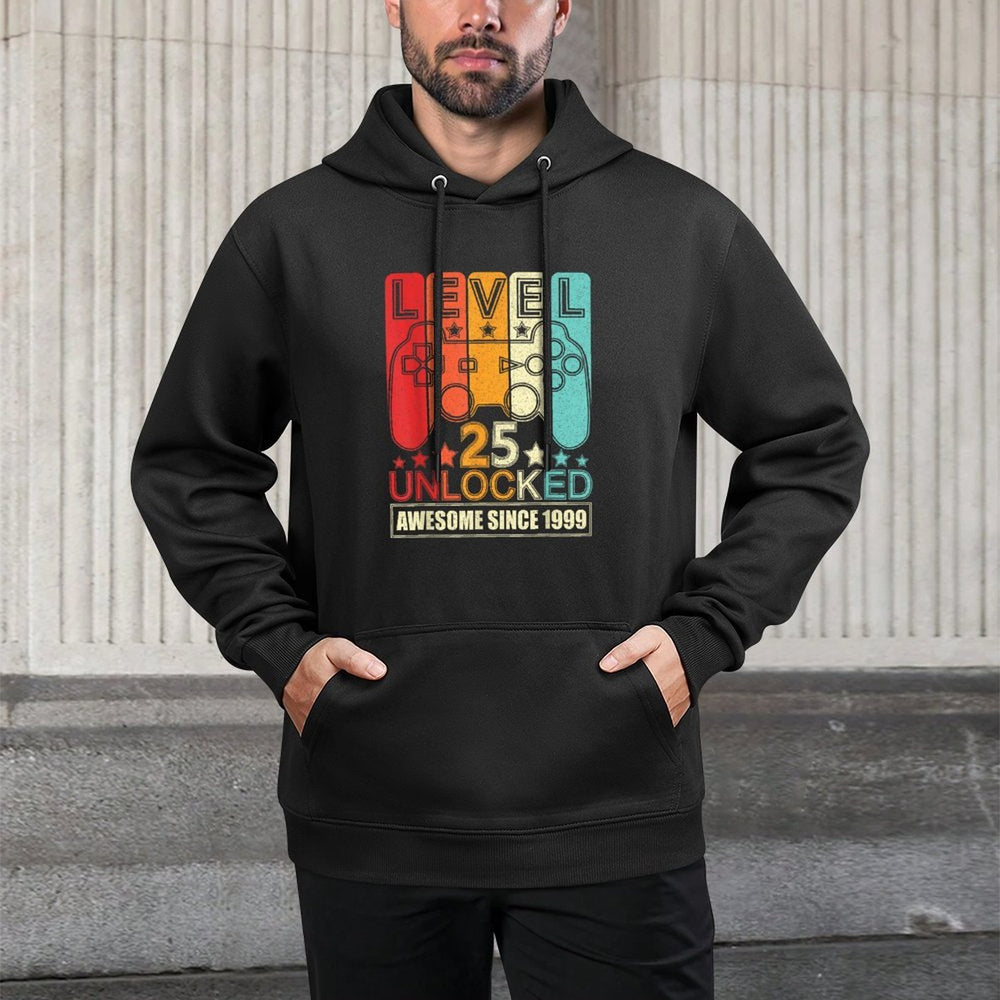 Level 25 Unlocked Video Gamer Funny 25th Birthday Shrink-Resistant Hoodie