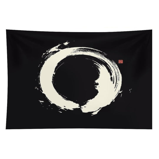 Black Ensō  Japanese Zen Circle Tapestry