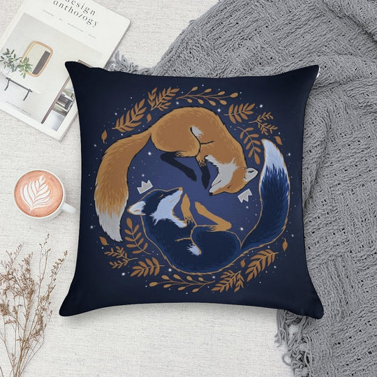 Night Foxes Soft Shrink-Resistant Throw Pillow