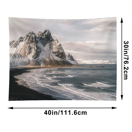 Stokksnes Icelandic Mountain Beach Sunset - Landscape Photography Tapestry