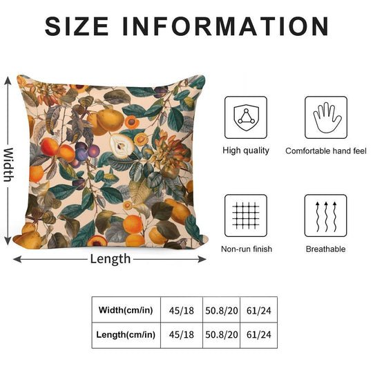 Vintage Fruit Pattern IX Soft Luxury Feel Throw Pillow