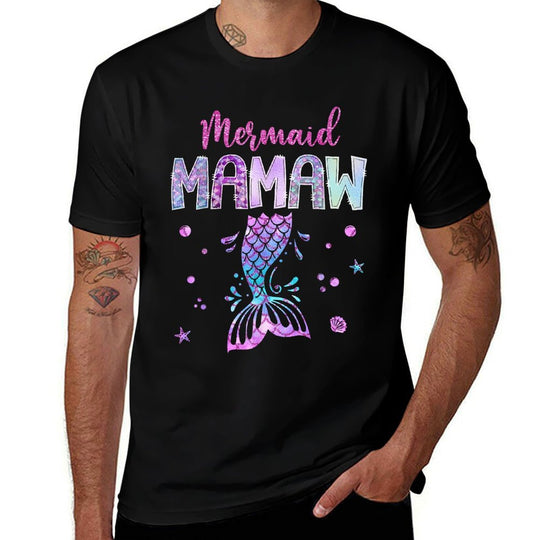 Mermaid Mamaw Birthday Party Girl Family Matching  Trendy Pattern T-Shirt