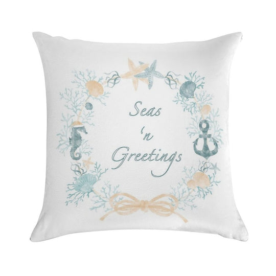 Seas 'n Greetings Coastal Christmas Wreath Soft Ultra-Soft Texture Throw Pillow