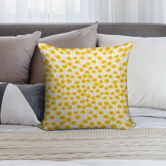 Yellow Flowers Soft Fade-Resistant Throw Pillow