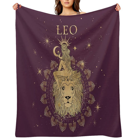 Leo Zodiac Woman Multi-functional Throw Blanket