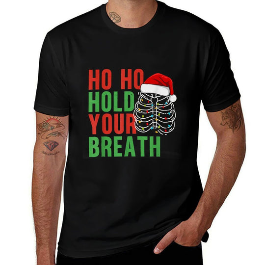 Radiology Tech Christmas Skeleton Ho Ho Ho Your Breath  Heathered Texture T-Shirt