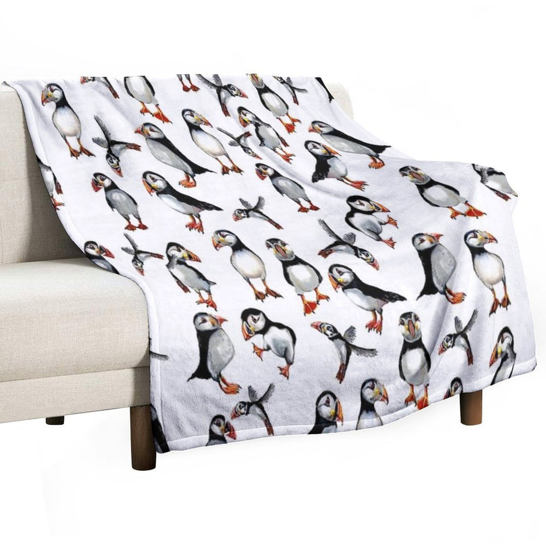 Puffins Pattern Easy Care Throw Blanket