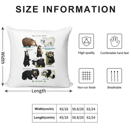 Bears of The World Soft Anti-Pilling Throw Pillow