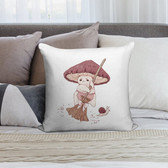 Angy Mushroom Does Not Like to Clean Soft Warmth Comfort Throw Pillow