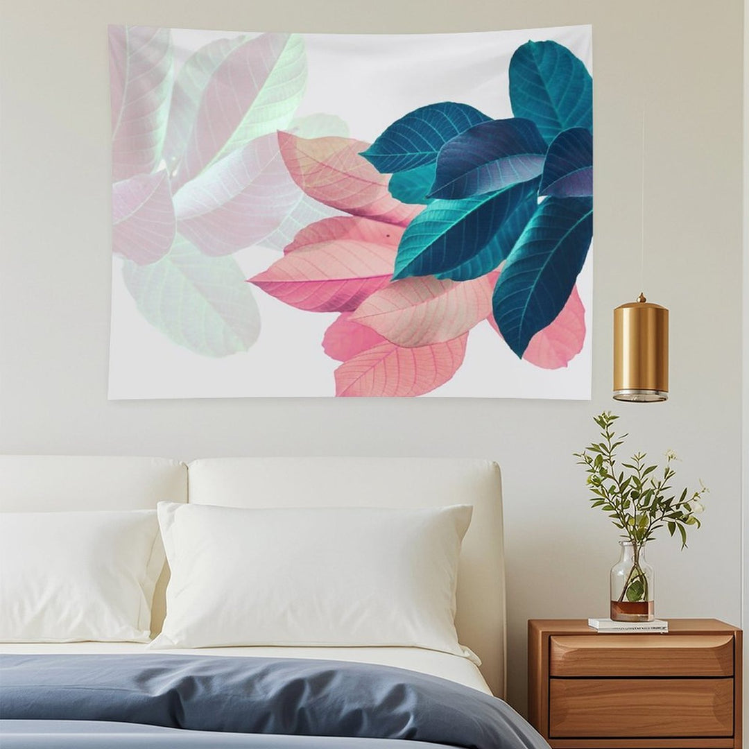 Blue Pink Plant Leaf Tapestry
