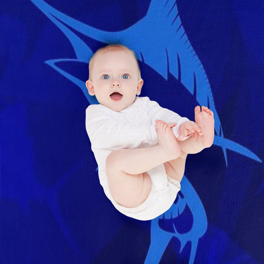 Graphic Blue Marlin Blues Eco-conscious Throw Blanket