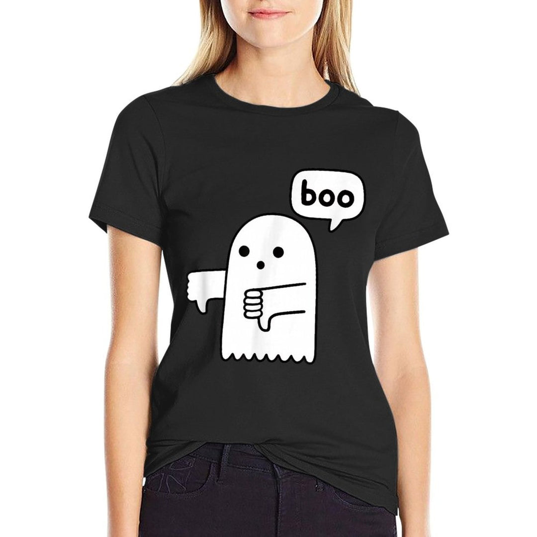 Funny Thumbs Down Ghost Screaming Boo Disapproval  Oversized Silhouette T-Shirt