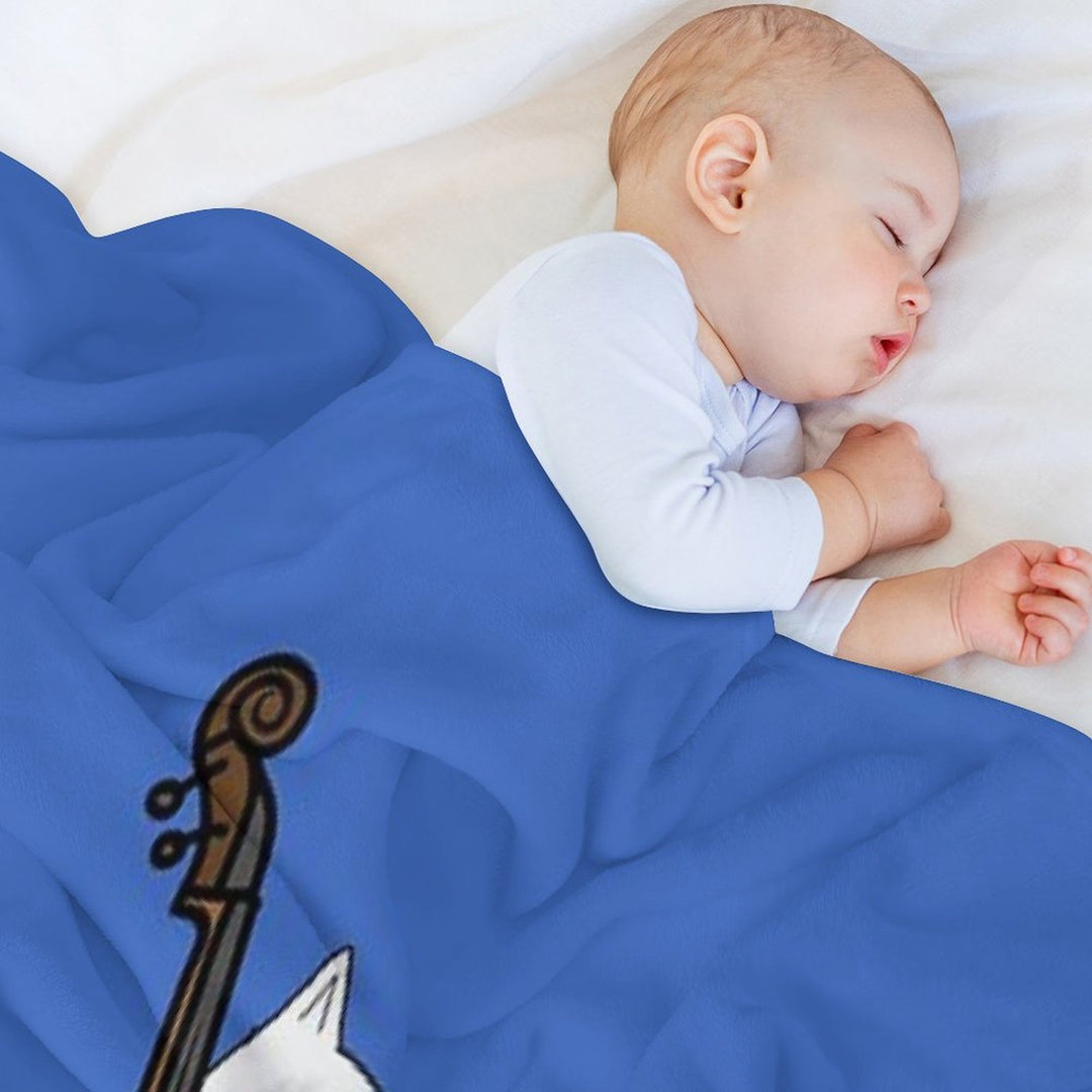 Cute Cat Double Bass Player For Double Bass Player And Classical Musician As A Double Bass Sustainable Throw Blanket