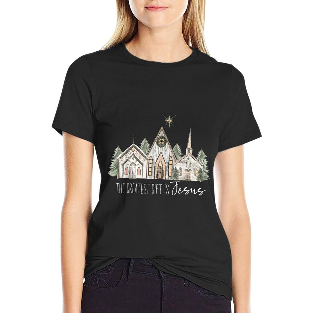 The Greatest Gift Is Jesus Christmas Pajamas Xmas - Unisex-Adult, Black, Small,,, Modern Classic Fit, Christian Humor Christmas  Slim-fit Cut T-Shirt