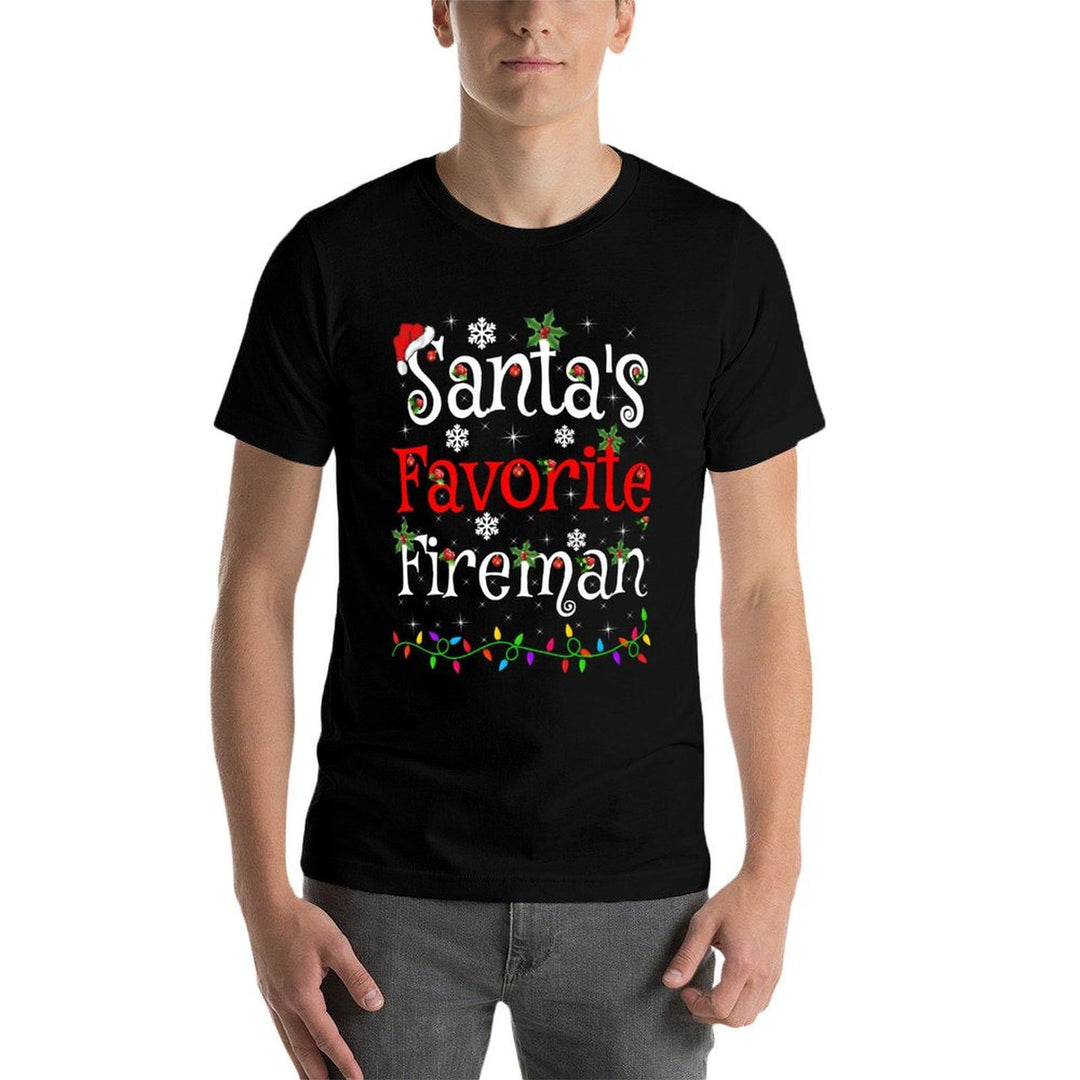 Funny Xmas Lighting Santas Favorite Fireman Christmas  Relaxed-fit T-Shirt