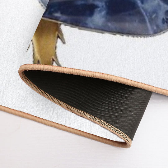 Blue Lapis Lazuli Rose with Golden Tiger Leaves  Easy To Clean Bath Mat