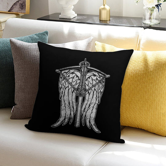 Angel Wings And Crossbow (Dirty) Soft Hidden Zipper Throw Pillow