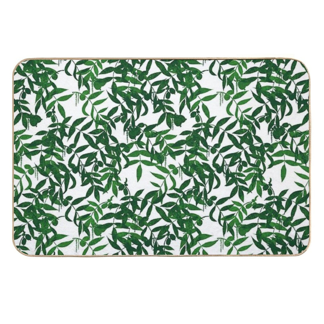 Hickory Haven - White & Green  Absorbent Bath Mat