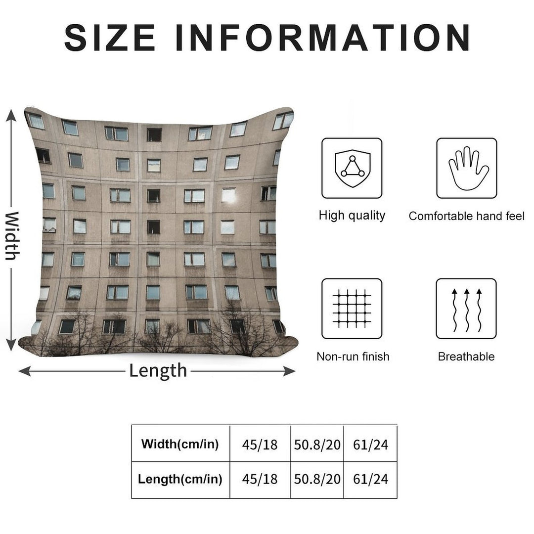 Plattenbau - Building Facade - Architecture Soft Short Plush Fabric Throw Pillow