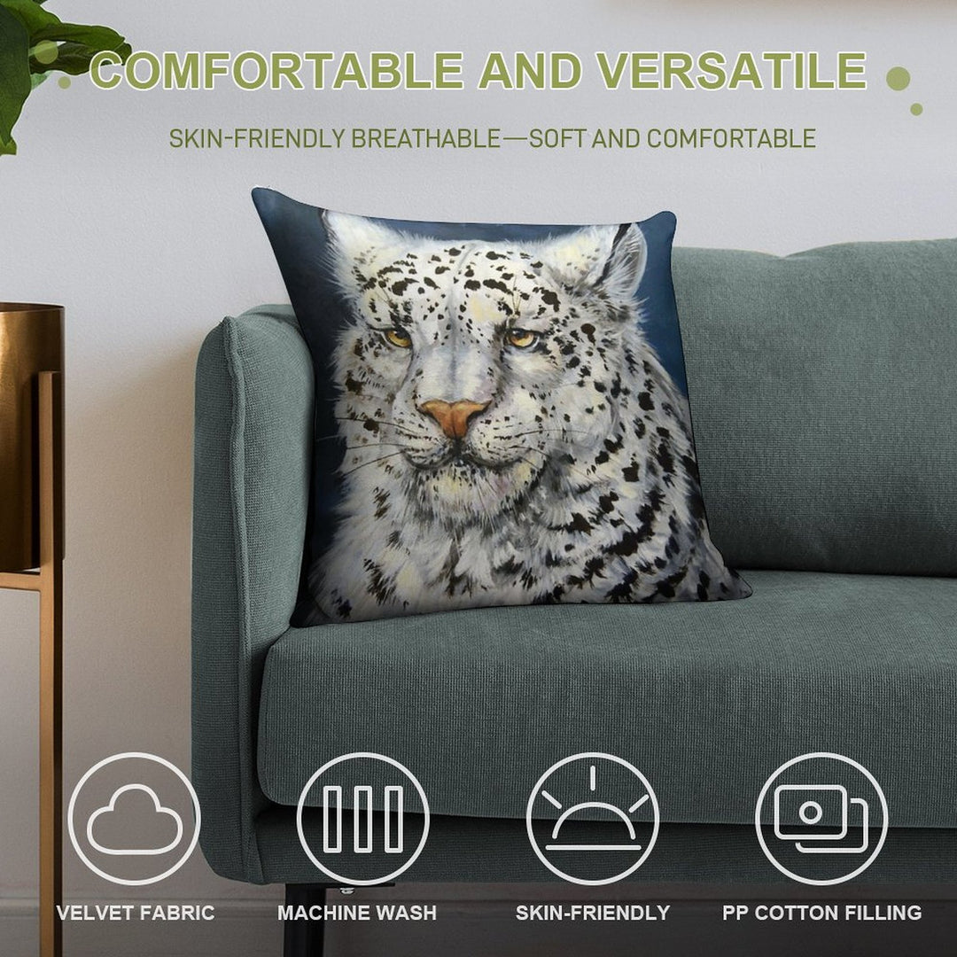 Snow Leopard Soft Hidden Zipper Throw Pillow