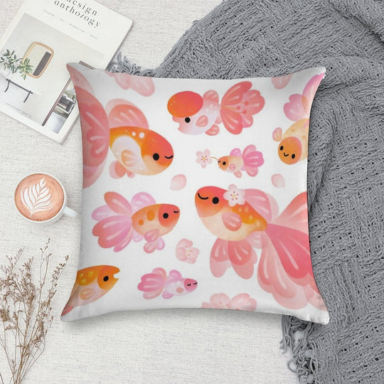 Cherry Blossom Goldfish 2 Soft Gift Ready Throw Pillow