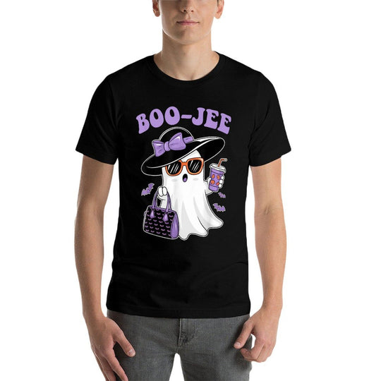 Boo Jee Ghost Drinking Coffee Bow Halloween Women  Odor-resistant T-Shirt